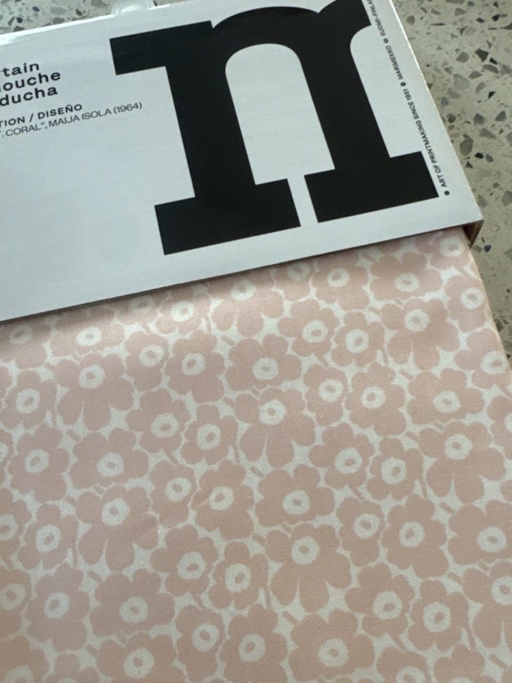 Marimekko pale, pink  and White Floral Shower Curtain